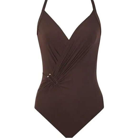 AMORESSA-MIRACLESUIT 'U Turn Ulyana' 1-Piece Swimsuit, Fudge - Picture 2 of 4